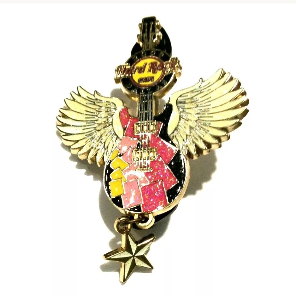 Hard Rock Pin Dallas 2009 Angle Wings Guitar